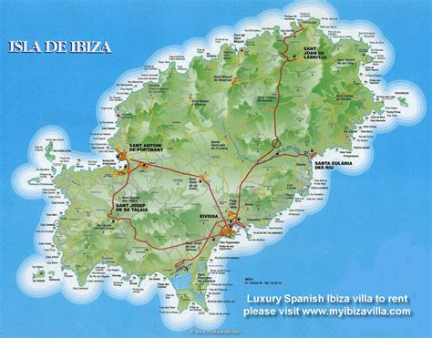 Kaart van de Balearen met Ibiza gemarkeerd