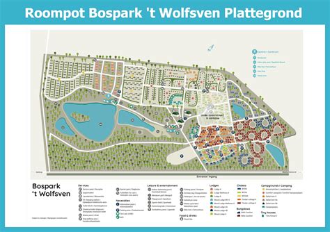 Overzicht van Bospark 't Wolfsven met bomen en accommodaties