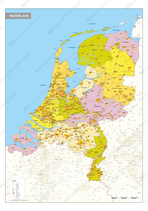 Kaart van Nederland met diverse toeristische hotspots gemarkeerd