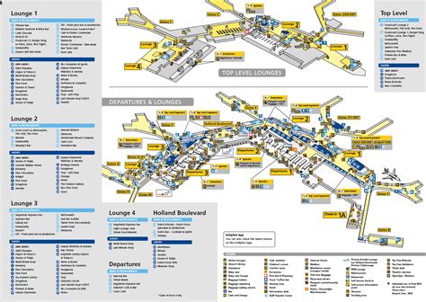 Plattegrond van Schiphol met de locatie van P1 dicht bij de terminal