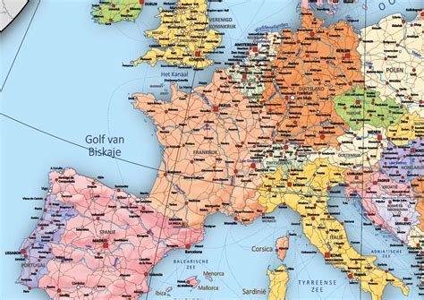 Kaart van Europa met de belangrijkste kerstmarkten gemarkeerd