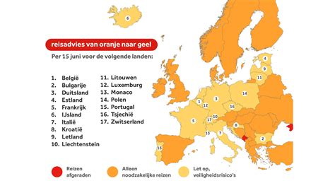 Kaart met populaire Europese bestemmingen voor autoverhuur en hun specifieke regels