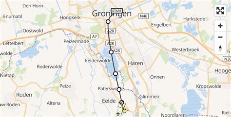 Routekaart naar Groningen Airport Eelde