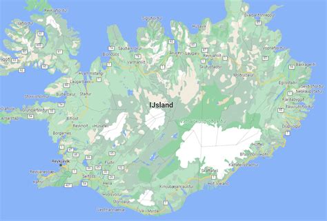 Kaart van IJsland met Reykjavik als centrum en mogelijke toeristische routes