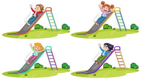 Kinderen glijden van een waterattractie in een waterpark