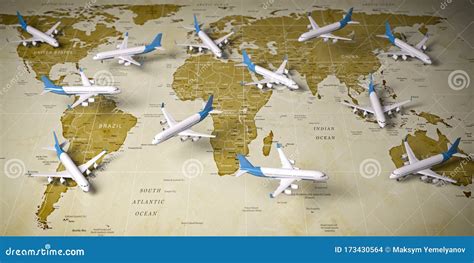 Illustratie van KLM vliegtuigen en wereldkaart