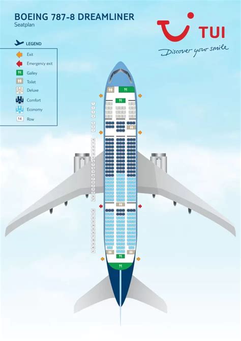 Infographic met de verschillende stoelklassen in een TUI Dreamliner