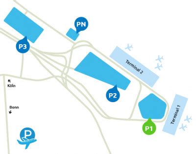 een overzicht van de parkeergarages bij Keulen Bonn Airport