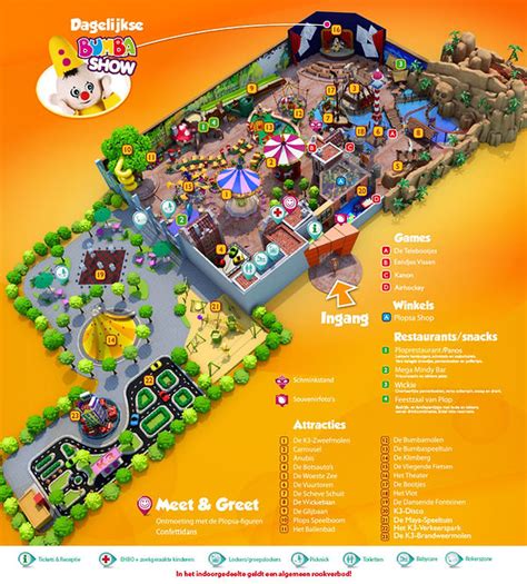 plattegrond van Plopsa Indoor Coevorden met aanduiding van attracties en horeca