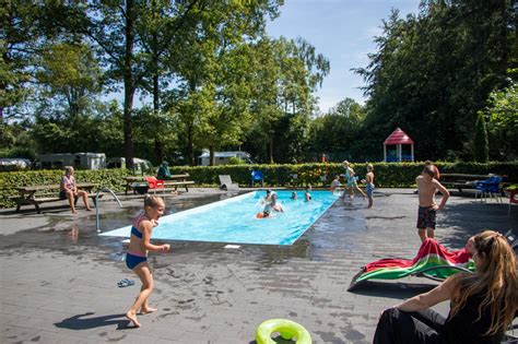 Overzichtsfoto van Recreatiepark De Voorst met zwembad, speeltuin en groen