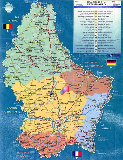 Kaart van Luxemburg met markering van de Route du Vin
