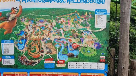 Overzichtskaart van Avonturenpark Hellendoorn met de verschillende attracties en zones.