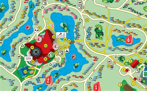 kaart met locaties van supermarkten nabij een Center Parcs park