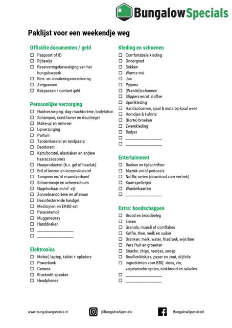 inpaklijst voor weekend weg met dreumes