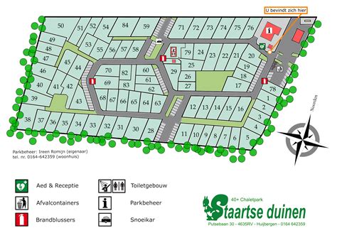 Plattegrond van het terrein met gîtes en camperplaatsen
