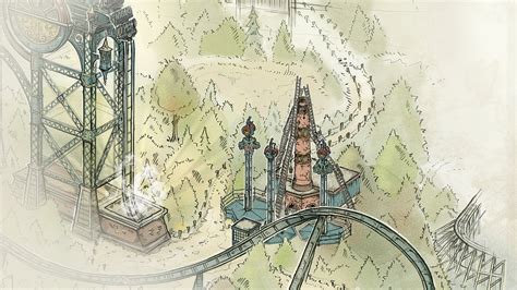 Illustratie van de thematisering van het stationsgebouw van Baron 1898, met elementen van negentiende-eeuwse mijnbouw.