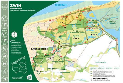 een kaart van het natuurgebied Het Zwin
