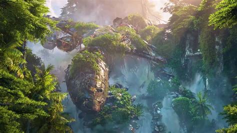 Gedetailleerde jungle van Pandora: The World of Avatar met lichtgevende vegetatie en zwevende bergen