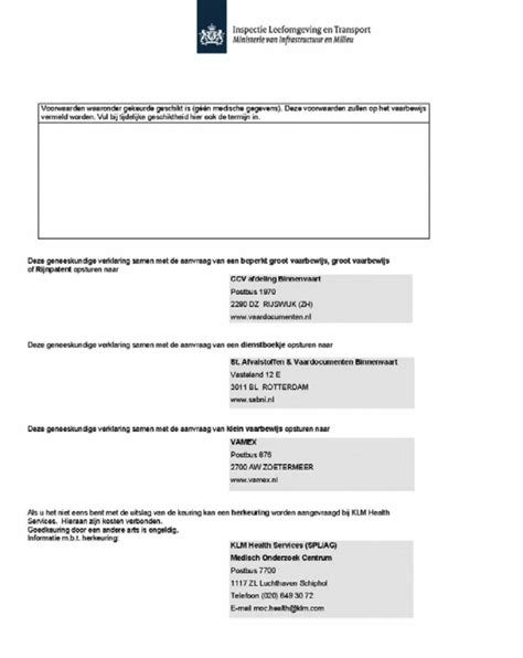 Illustratie van een gezondheidsverklaring met verschillende secties.