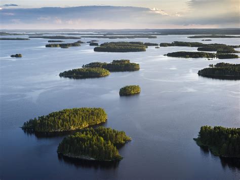 panoramisch uitzicht op Finse meren en bossen tijdens de zomer