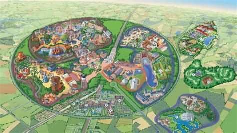 Overzichtskaart van Disneyland Parijs en omgeving