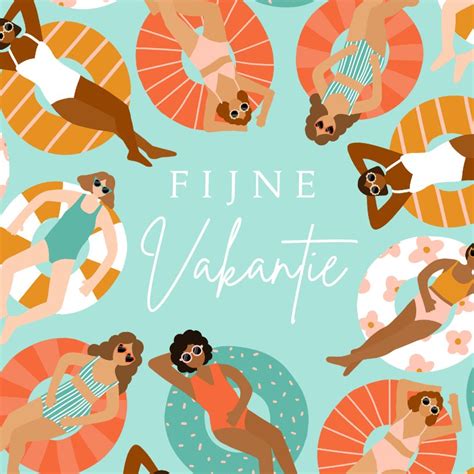 Vrolijke kaart met zomerse illustraties en tekst 