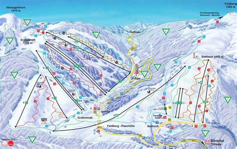 overzichtskaart van het skigebied Feldberg met de belangrijkste pistes en liften