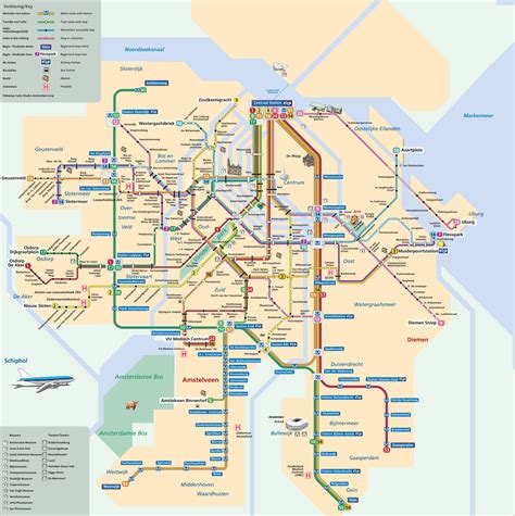 Plattegrond van Tramlijn 4 in Amsterdam met alle stations