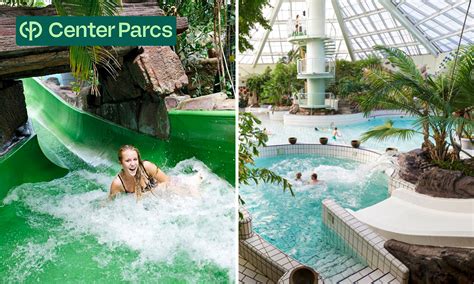 Visuele weergave van diverse activiteiten op een Center Parcs park, zoals zwemmen in Aqua Mundo, bowling en een speelparadijs voor kinderen.