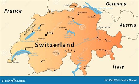 Kaart van Zwitserland met markering van het Lötschental en andere populaire toeristische regio's