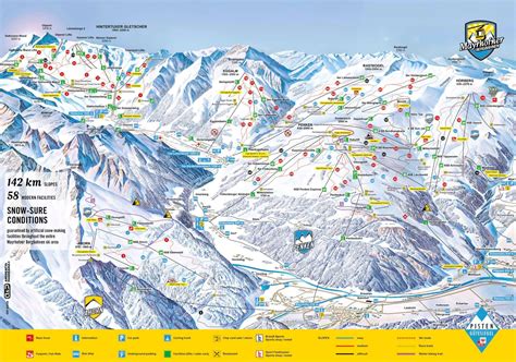 schematische kaart van de skigebieden Penken en Ahorn in Mayrhofen