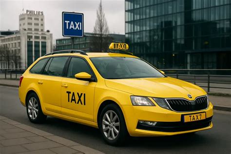 een schone, moderne taxi die klaarstaat voor passagiers