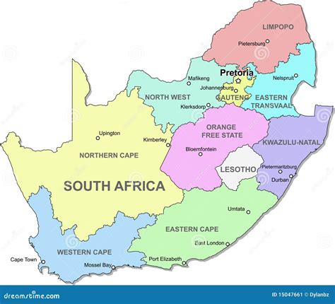 Kaart van Zuid-Afrika met de 11 officiële talen