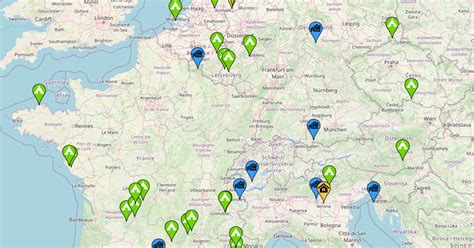 Overzichtskaart van Frankrijk met locaties van RCN campings