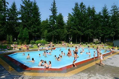 Panoramafoto van een RCN camping met zwembad en natuurlijke omgeving