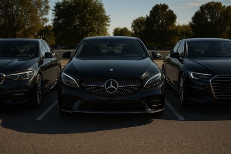 Een luxe auto, zoals een sportwagen of premium SUV, geparkeerd in de buurt van een iconisch Barcelonaans gebouw zoals Park Güell.