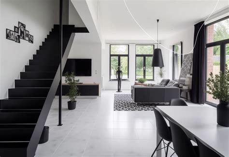 Interieur van een modern ingericht vakantiehuis met balkon