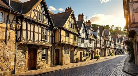 Middeleeuwse straatjes in Dinan met vakwerkhuizen