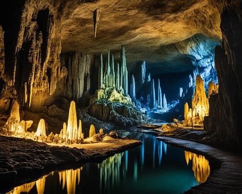 Indrukwekkende stalactieten in de Grotten van Han