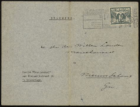 briefkaart gestuurd door de vader in 1939