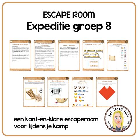 Een groep vrienden die lachend een escape room binnenstapt, met de naam 