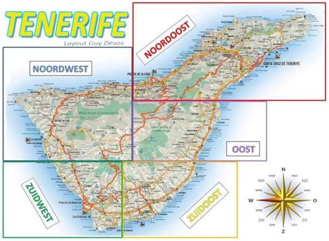 Infographic met de belangrijkste verschillen tussen Tenerife Noord en Tenerife Zuid, inclusief bestemmingen en typen vluchten.