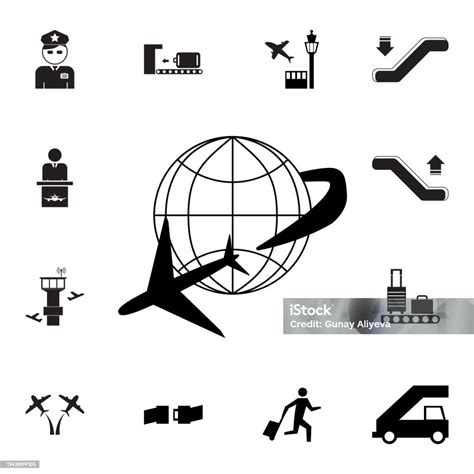 Illustratie van een globe met reisgerelateerde iconen