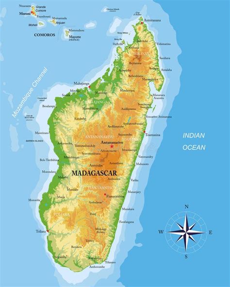 Kaart van Madagascar met focus op de oostelijke regenwouden