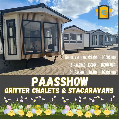 Diverse stacaravans en chalets in een campingomgeving.