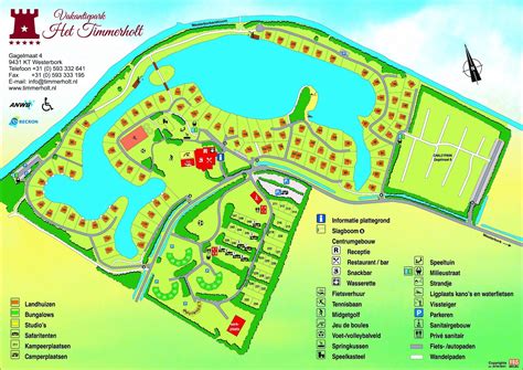 Plattegrond van een vakantiepark met diverse faciliteiten