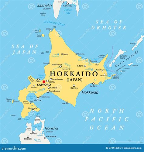 Kaart van Hokkaido met de locaties van autoverhuurkantoren