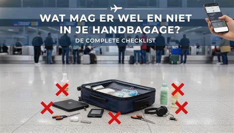 Illustratie van een luchthavenbagageband met verboden items zoals messen en vloeistoffen.