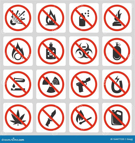 Infographic met pictogrammen van verboden items op een luchthaven.