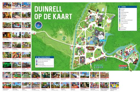 Plattegrond van Duinrell met vermelding van attracties en faciliteiten